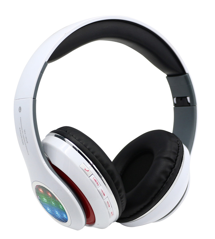 LED Light HD Over the Head Wireless Bluetooth Stereo HEADPHONE STN13L (White)